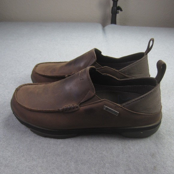 OluKai Shoes Mens 9 Brown Na\'I WP Waterproof‎ Leather Slip On Loafers main image 9